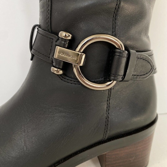 COACH Boots Black Riding CAROLINA SZ 7.5B Black Leather - Picture 4 of 12